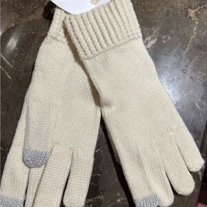 Michael Kors Cream and Gray Knit Gloves